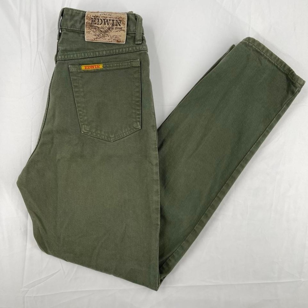 Vintage Japanese Straight Leg Jeans Green Denim RARE‎ Edwin 29 x 32 Utility Work
